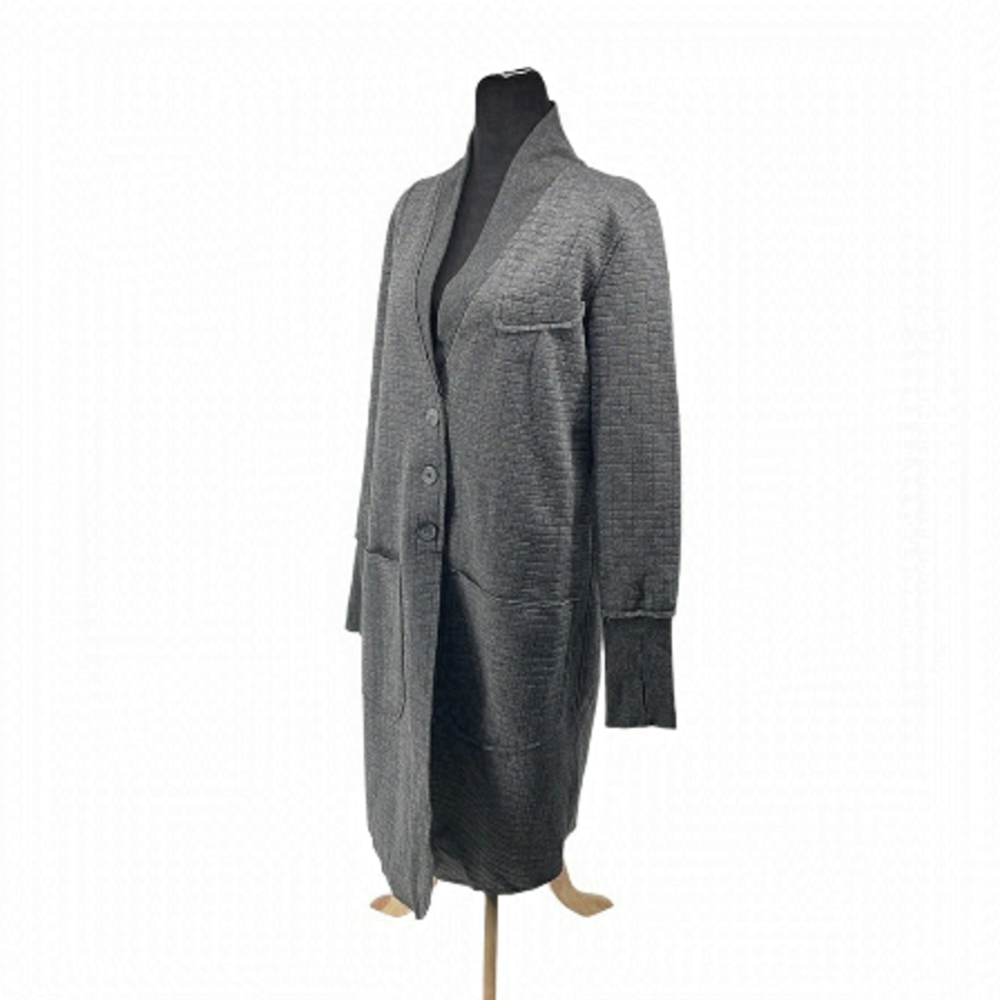 Rebecca King grey long cardigan Shacket thumbholes minimalist career casual sz m